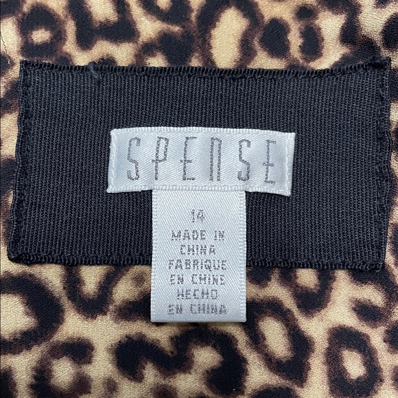 Spense Animal Print Shirt Midi Dress Size 14 Long Sleeve Brown Tan Button Up - Picture 9 of 14